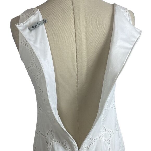 Eliza J Sleeveless Cotton Knee Length Preppy Shift Dress‎ White Size 2 - Picture 7 of 11